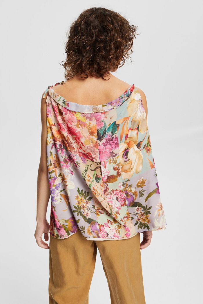 Made of recycled material: floral chiffon top, PINK FUCHSIA, detail image number 3