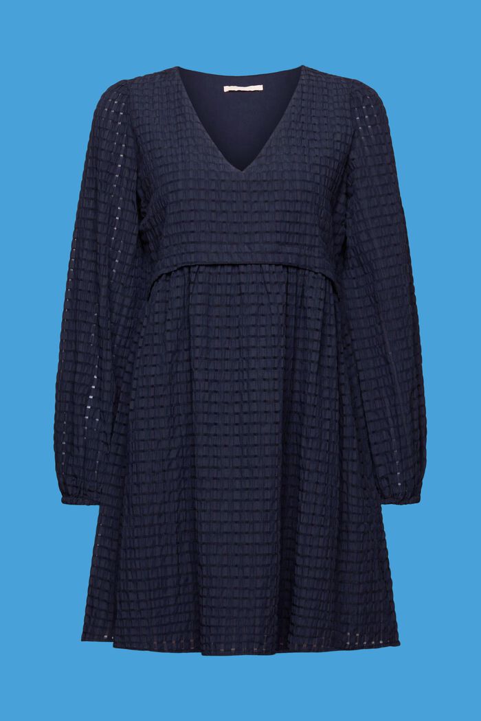 Textured mini dress with a flounced hem, NAVY, detail image number 6
