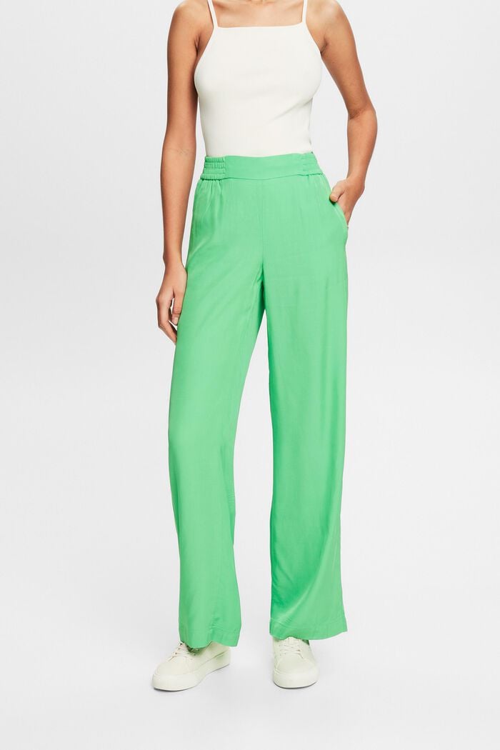 Twill Wide Pull-On Pants, CITRUS GREEN, detail image number 0