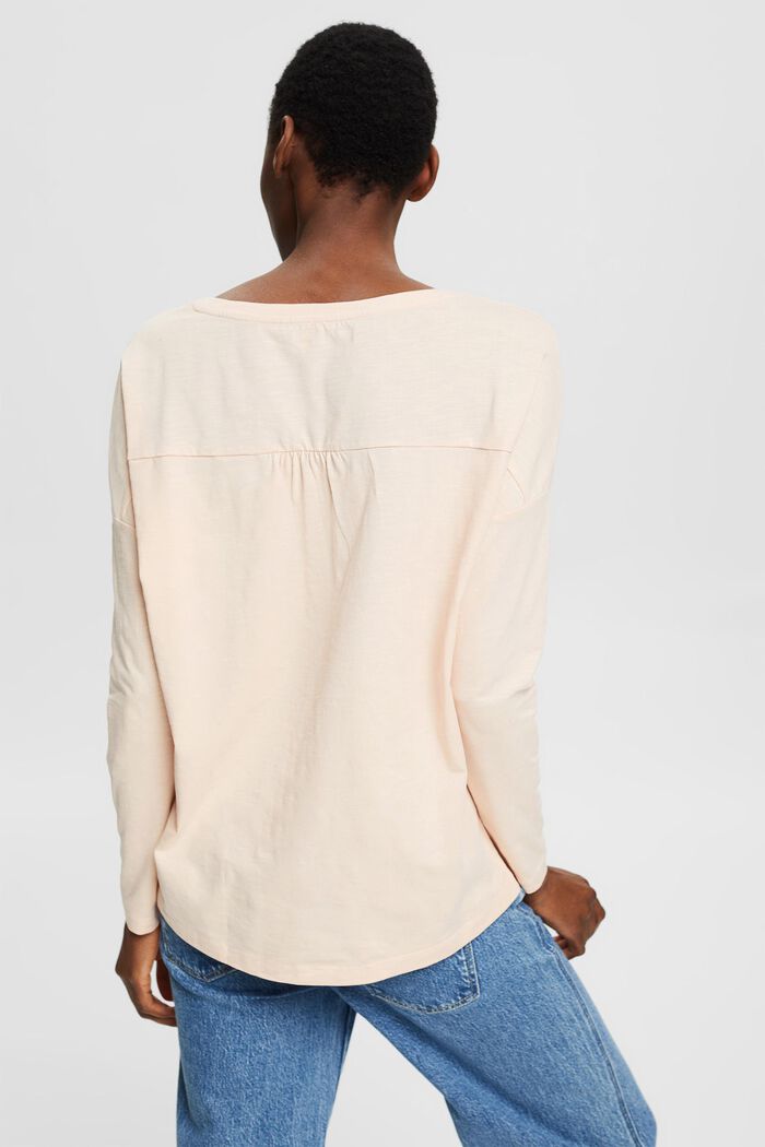 Long sleeve top with lettering, organic cotton, NUDE, detail image number 3