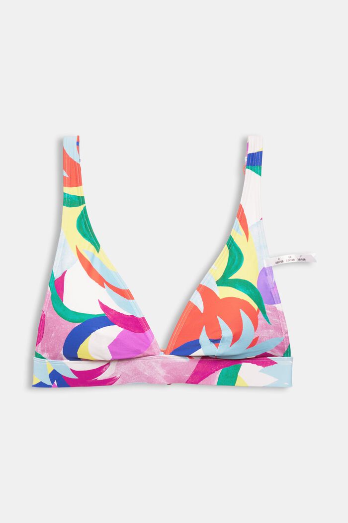 Recycled: bikini top with colourful pattern, VIOLET, overview