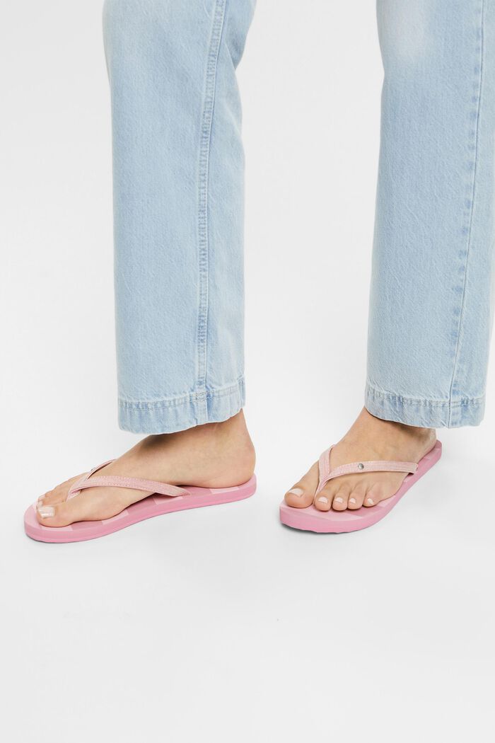 Slip Slops with textile straps, PINK FUCHSIA, detail image number 1