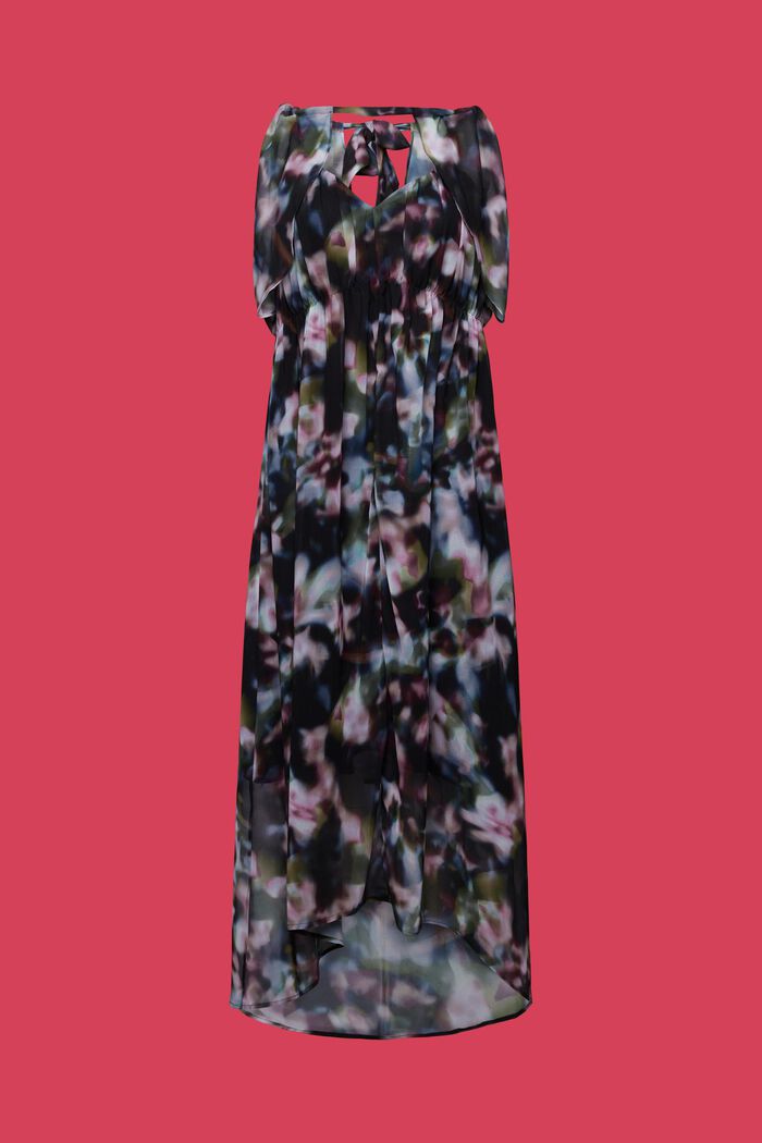 Recycled: patterned chiffon midi dress, BLACK, detail image number 5