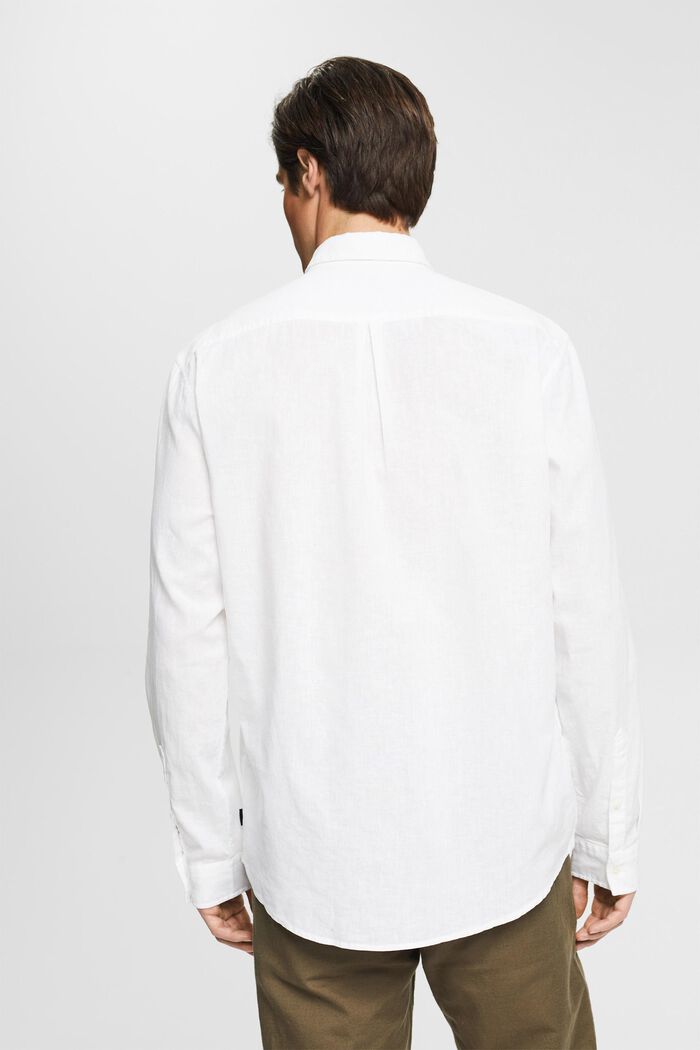 Made of blended linen: melange shirt, WHITE, detail image number 3