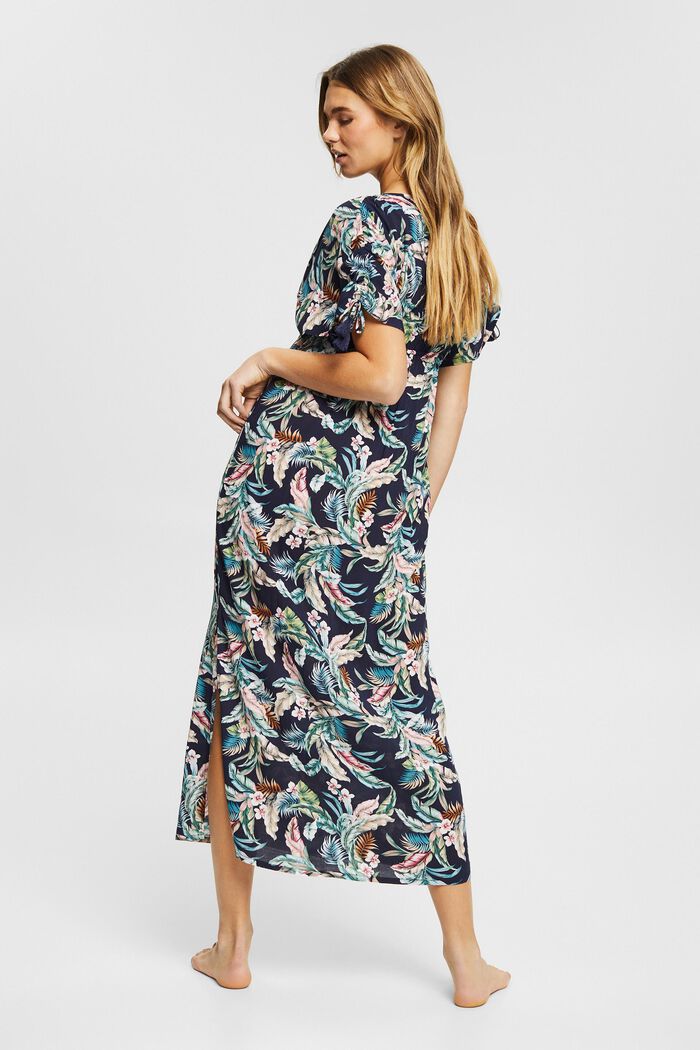 Dress with a tropical print, LENZING™ ECOVERO™, NAVY, detail image number 1