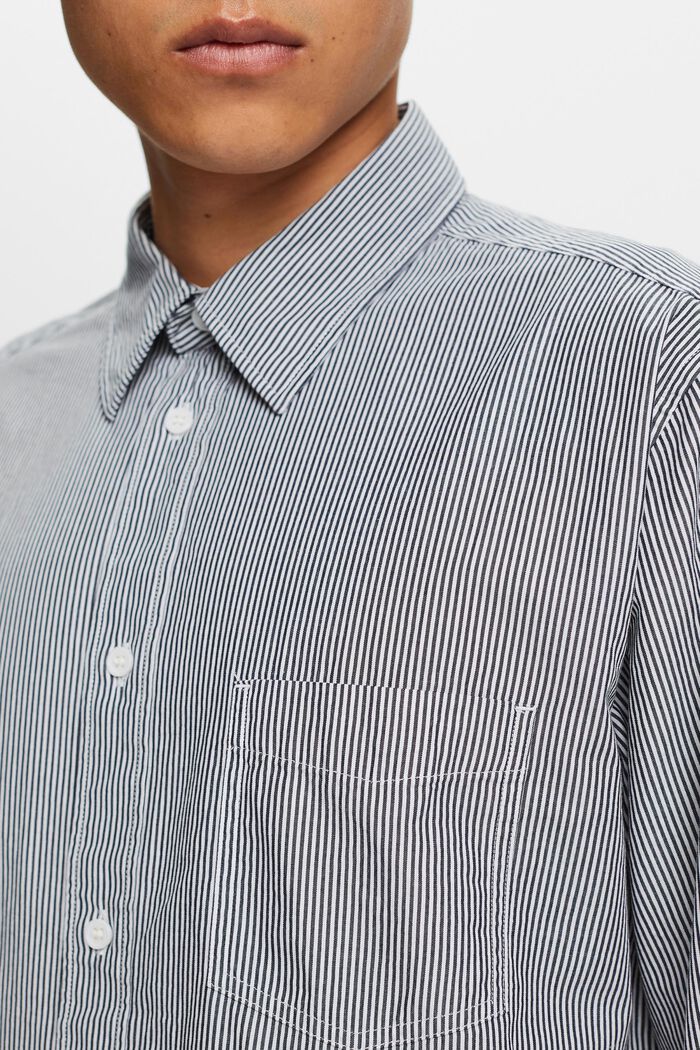 Striped Cotton Poplin Shirt, NAVY, detail image number 2