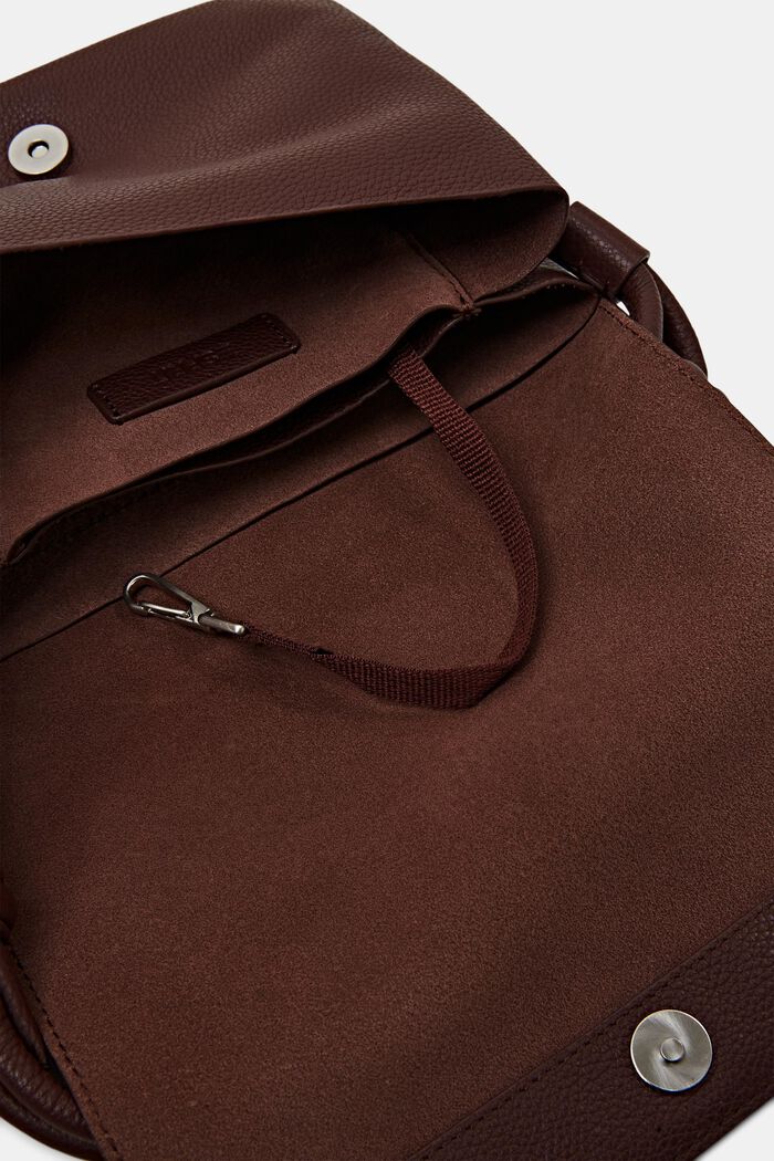 Small Leather Flap Bag, BROWN, detail image number 3