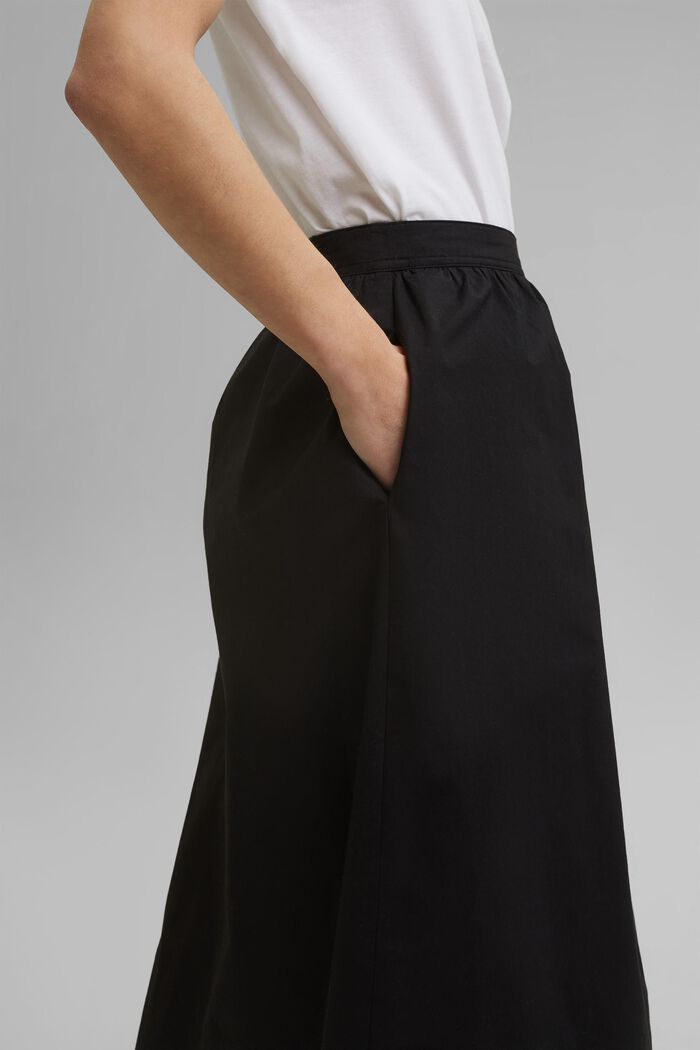 Cotton poplin midi skirt, BLACK, detail image number 5