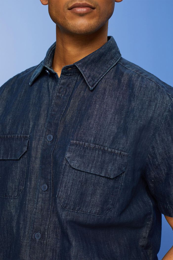 Short sleeve shirt in a jeans-look, BLUE BLACK, detail image number 4