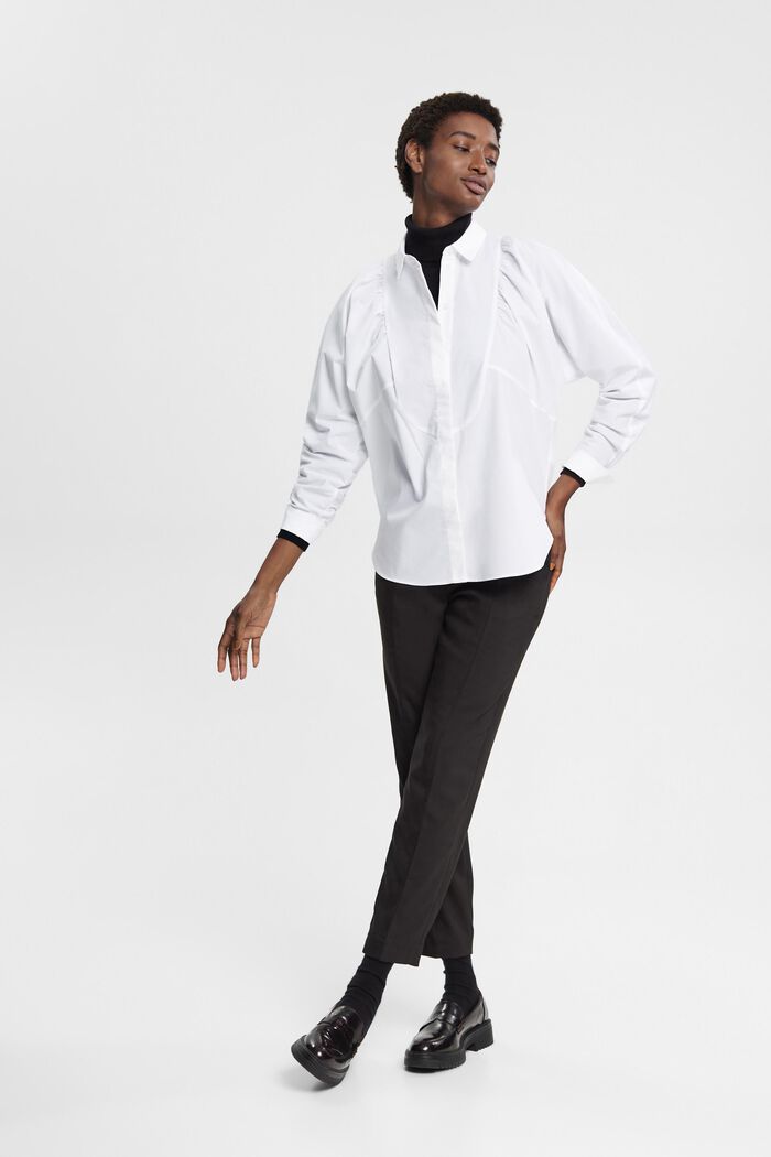 Poplin shirt blouse, WHITE, detail image number 4