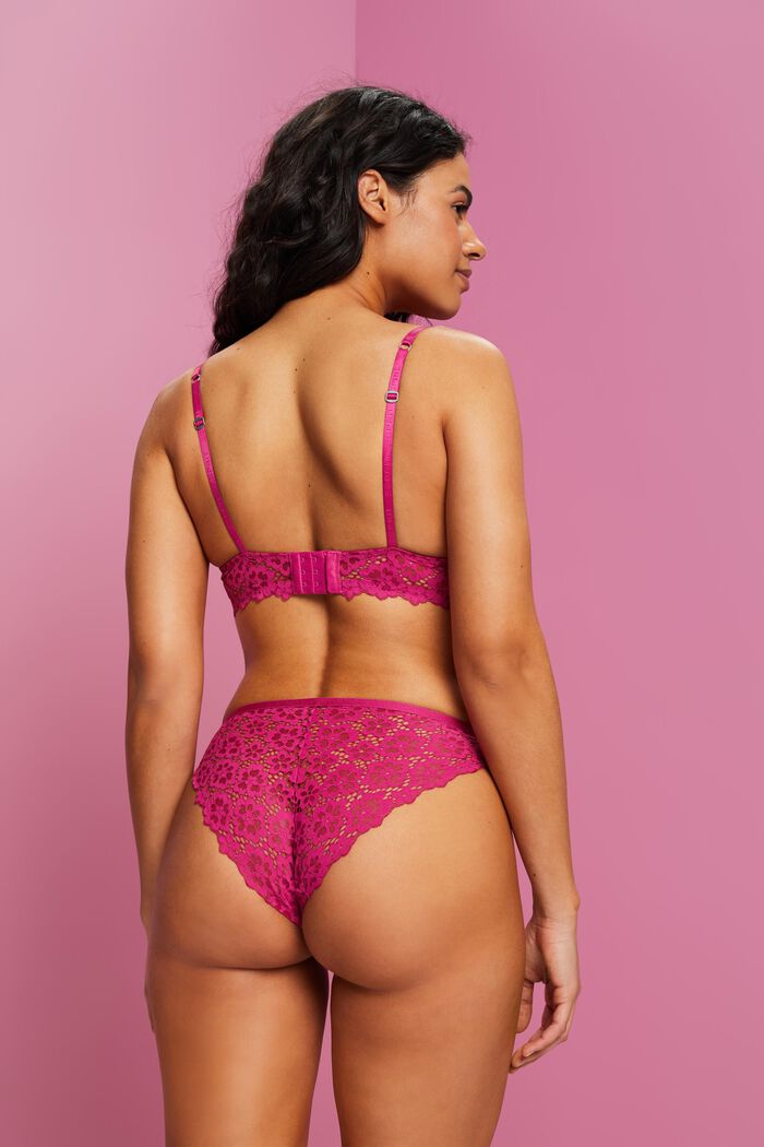 Floral Lace Underwire Balconette Bra, PINK FUCHSIA, detail image number 2