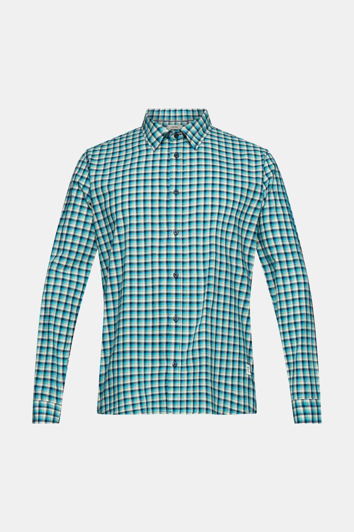 Sustainable cotton chequered shirt, AQUA GREEN, detail image number 7