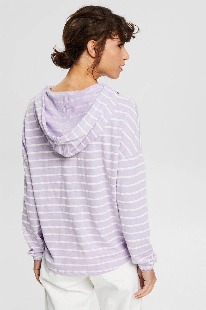 Striped long sleeve top with a hood, LILAC, detail image number 3