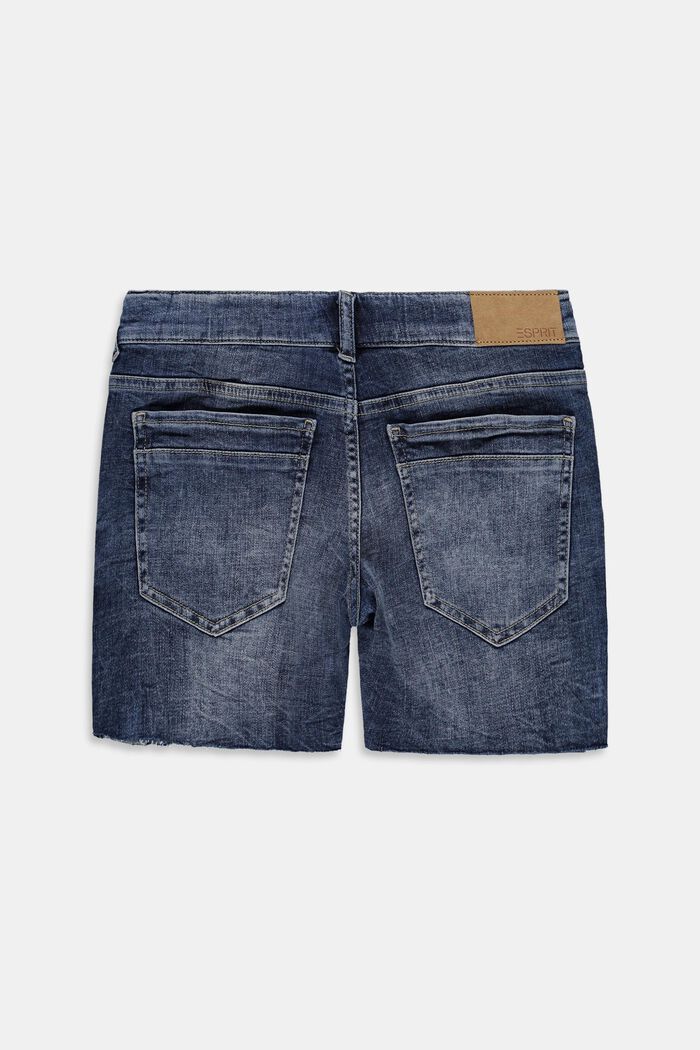 Worn-effect denim shorts with an adjustable waistband, BLUE MEDIUM WASHED, detail image number 1