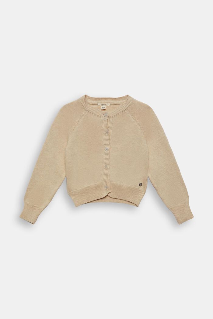 Long-Sleeve Sweater Cardigan, LIGHT BEIGE, detail image number 0