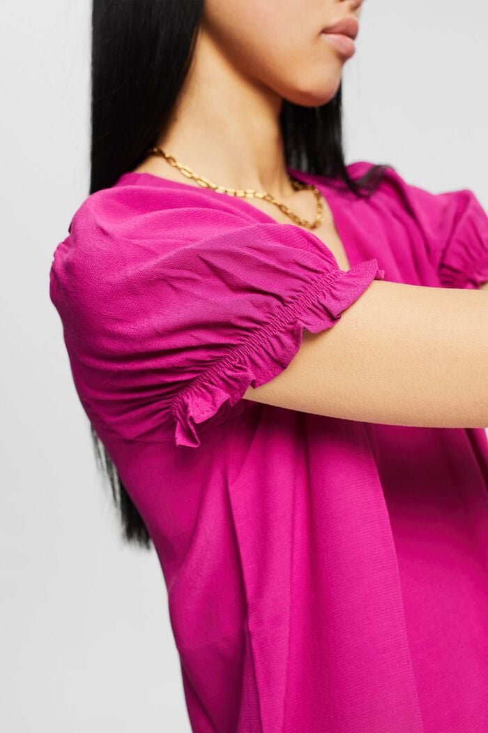 Blouse top with LENZING™ ECOVERO™, PINK FUCHSIA, detail image number 2