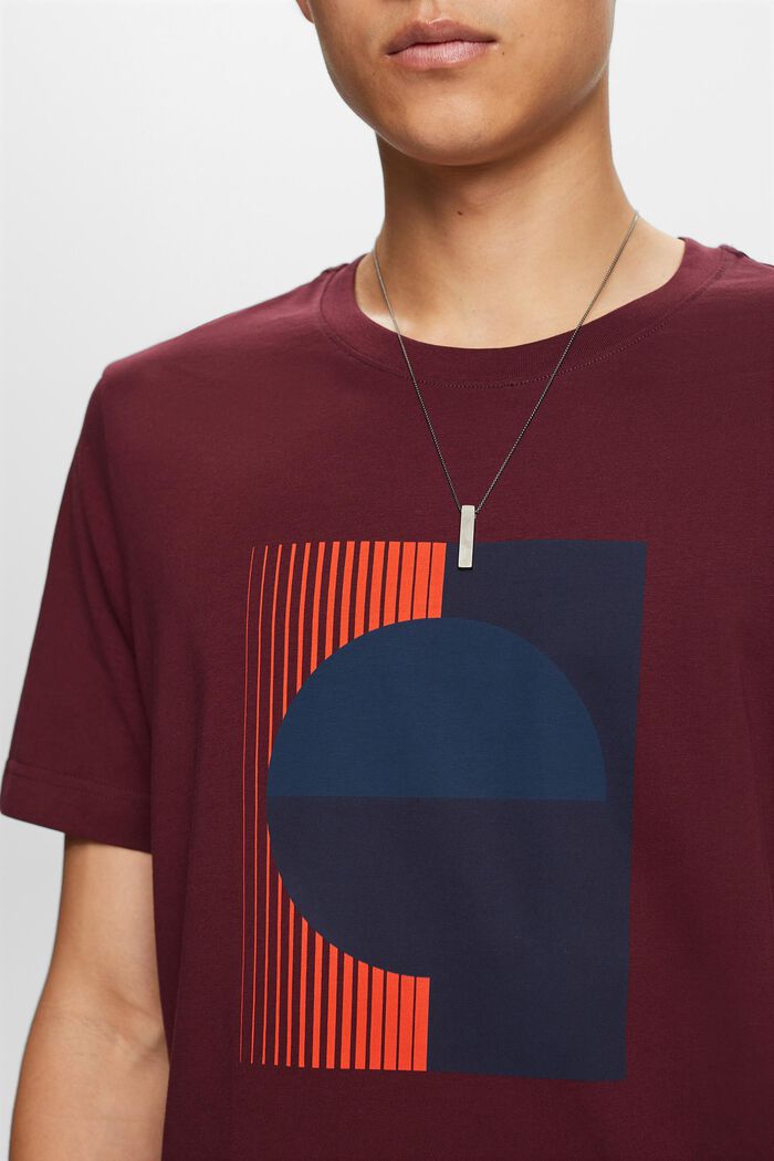 Jersey T-shirt with print, 100% cotton, AUBERGINE, detail image number 1
