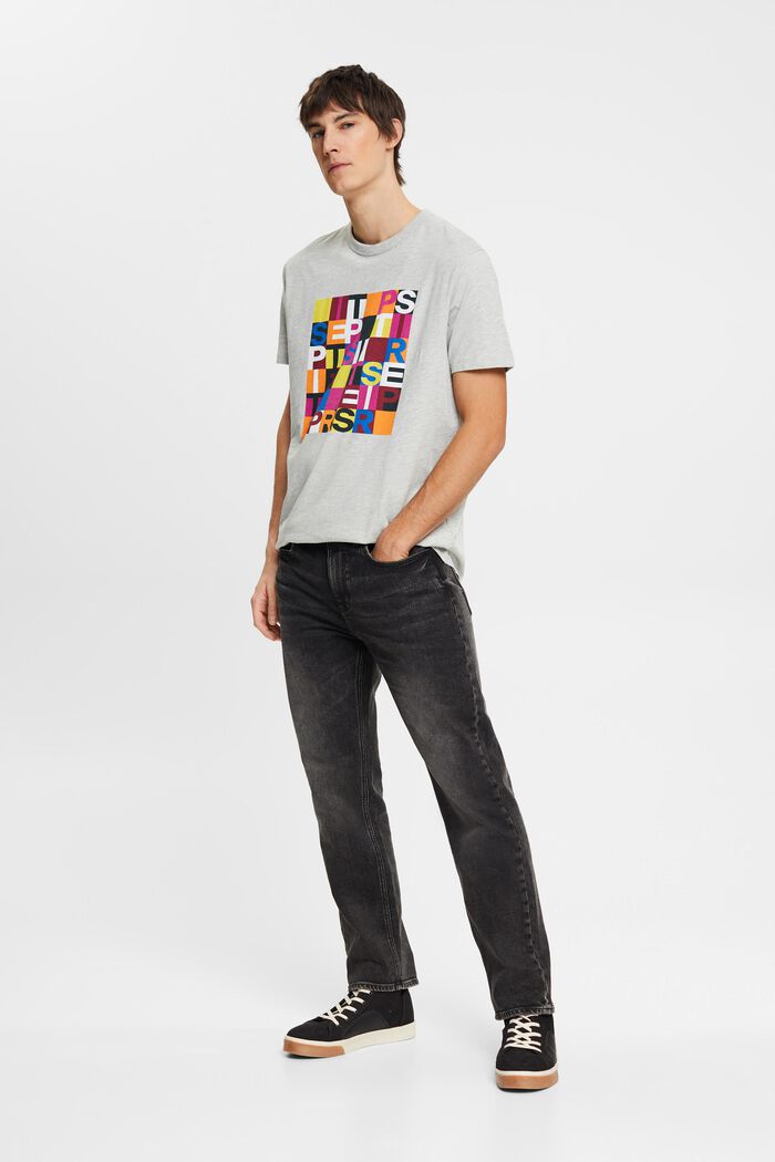 T-shirt with logo print, organic cotton, LIGHT GREY, detail image number 5