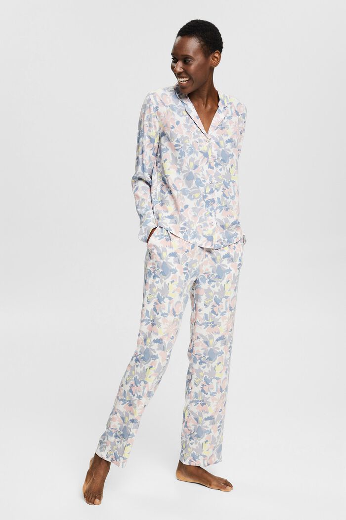 Floral pattern pyjamas, LENZING™ ECOVERO™, OFF WHITE, detail image number 0