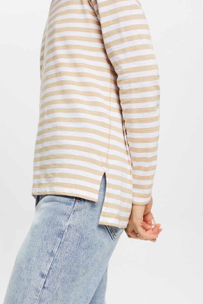 Striped Long Sleeve Top, SAND, detail image number 2