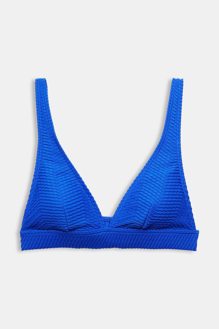 Padded crop top with textured stripes, BRIGHT BLUE, overview