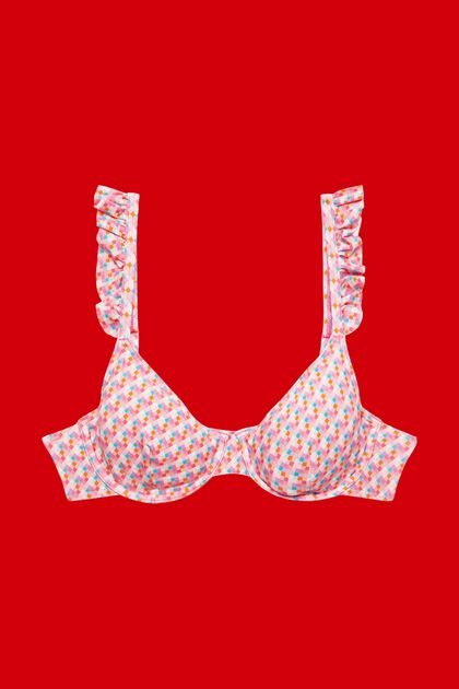 Underwired bikini top with geometric pattern