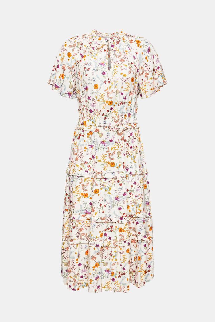 Midi dress with floral pattern, CREAM BEIGE, detail image number 5