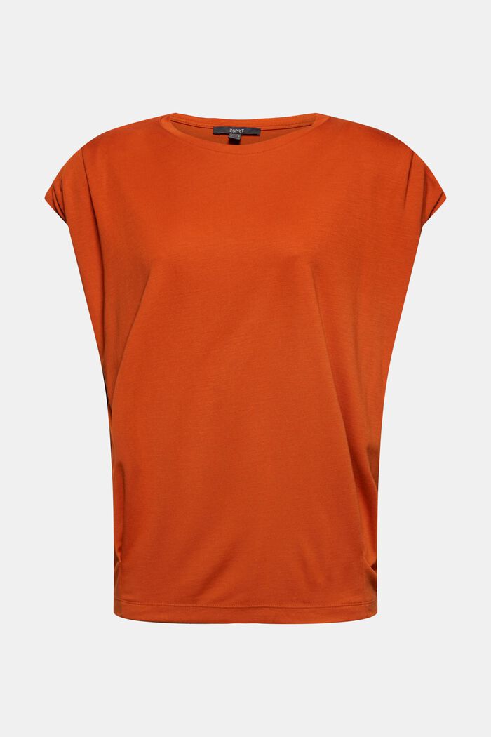 T-shirt with shoulder pads, LENZING™ ECOVERO™, TERRACOTTA, detail image number 0