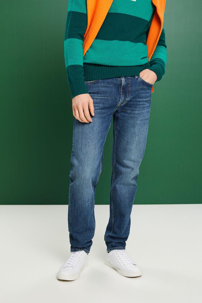 Straight Mid-Rise Jeans, BLUE MEDIUM WASHED, detail image number 0