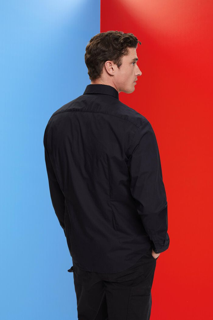 Slim fit cotton shirt, BLACK, detail image number 3