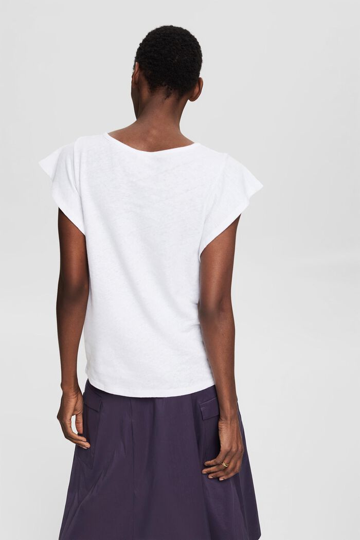Linen blend: T-shirt with deep armholes, WHITE, detail image number 3
