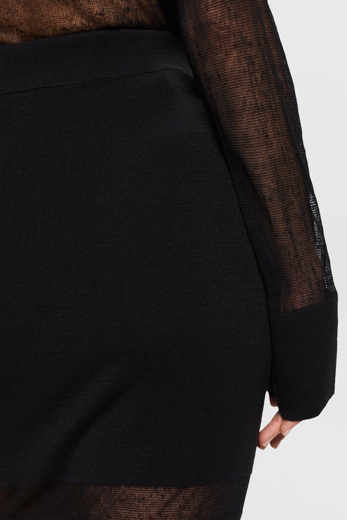 Linen-Blend Midi Skirt, BLACK, detail image number 3