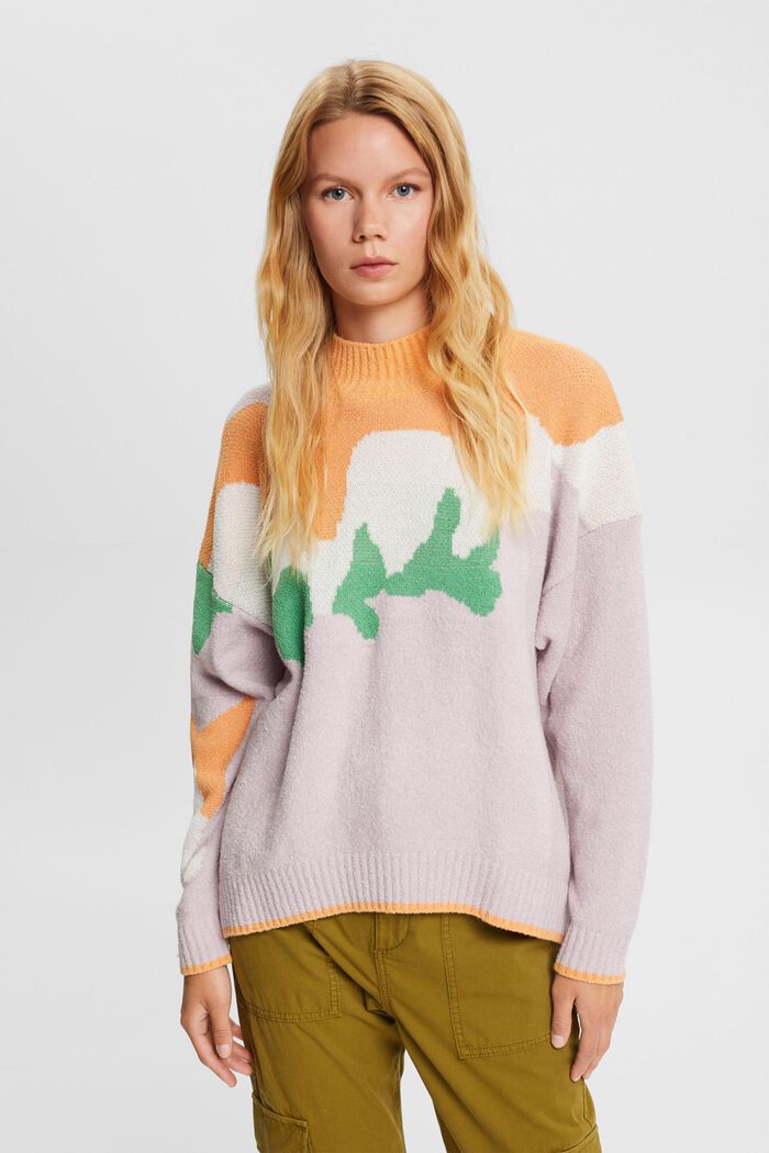 Multicoloured knitted jumper, LAVENDER, detail image number 0