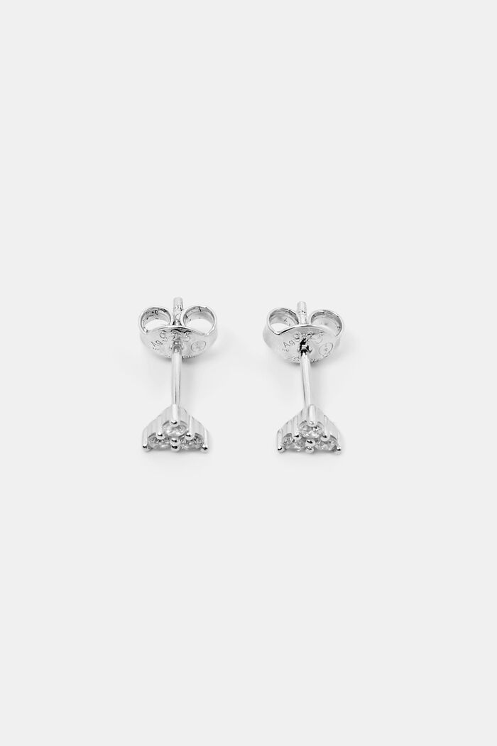 Sterling Silver Zirconia Ear Studs, SILVER, detail image number 0