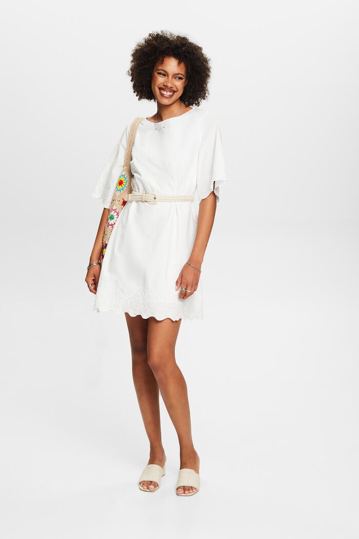Embroidered Bell Sleeve Mini Dress, OFF WHITE, detail image number 1