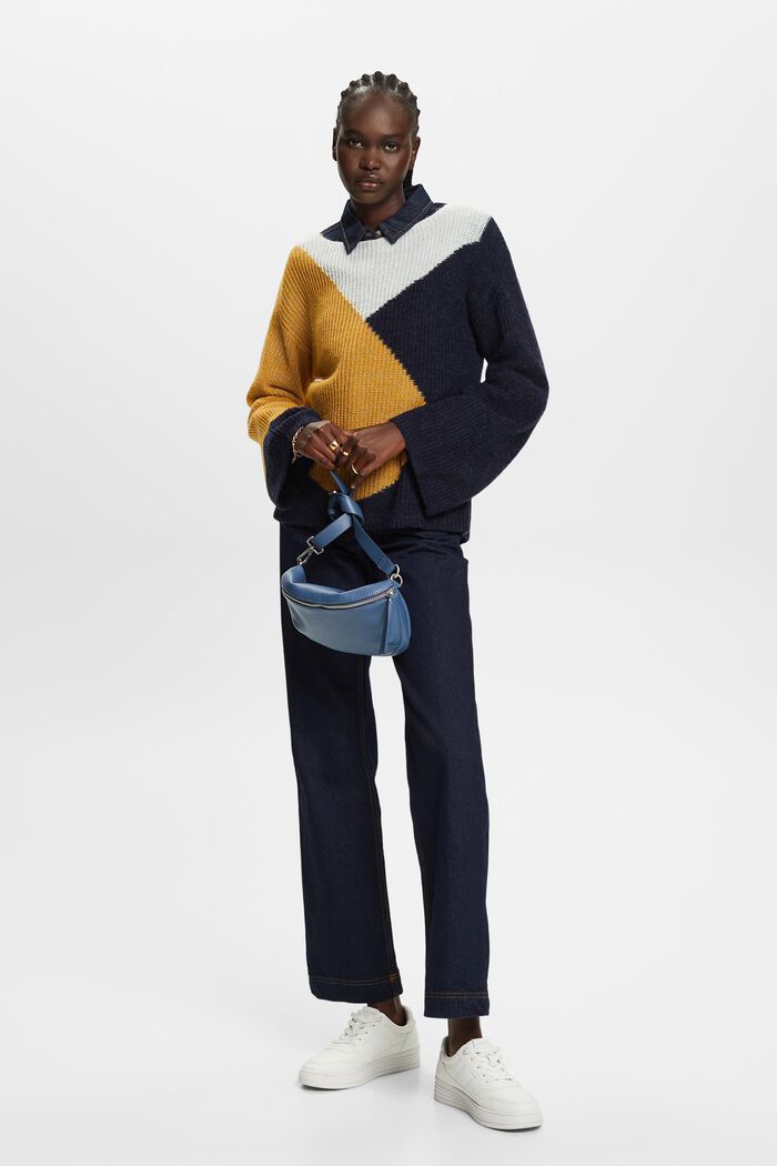 Colourblock jumper, wool blend, BRASS YELLOW, detail image number 1