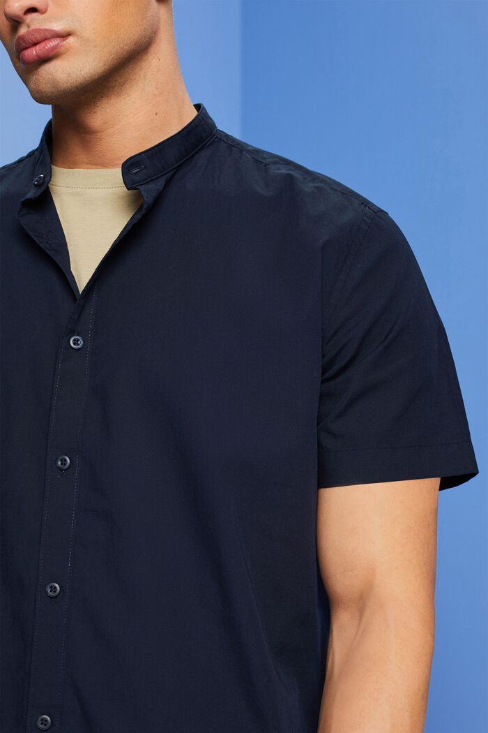 Cotton Stand Collar Shirt, NAVY, detail image number 2