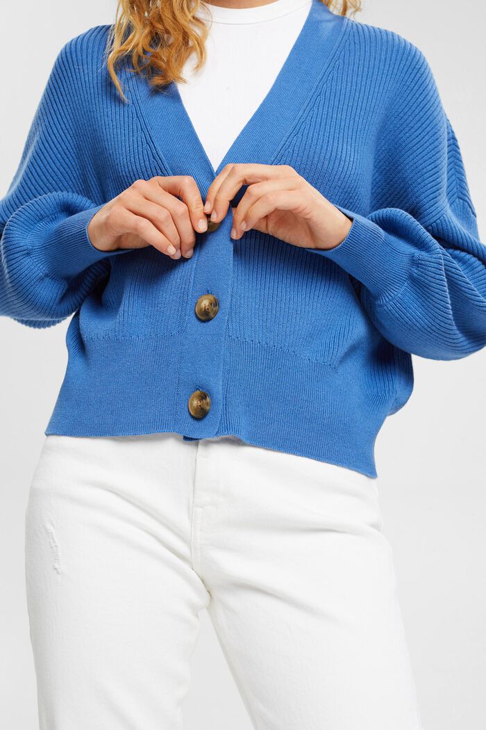 Knitted Cardigan, BLUE, detail image number 0