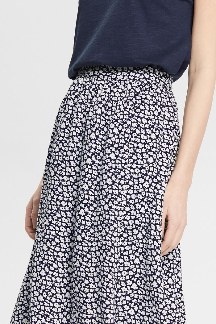 Floral midi skirt made of LENZING™ ECOVERO™, NAVY, detail image number 3
