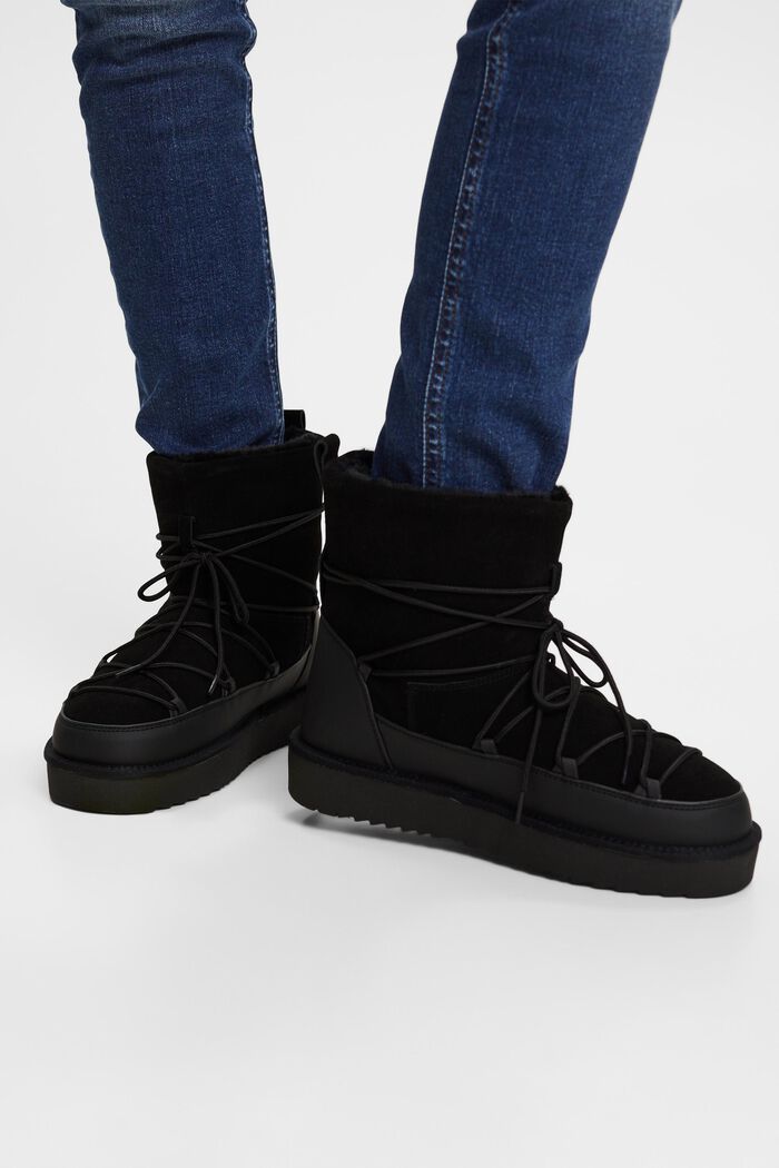 Suede Lace-Up Boots, BLACK, detail image number 1