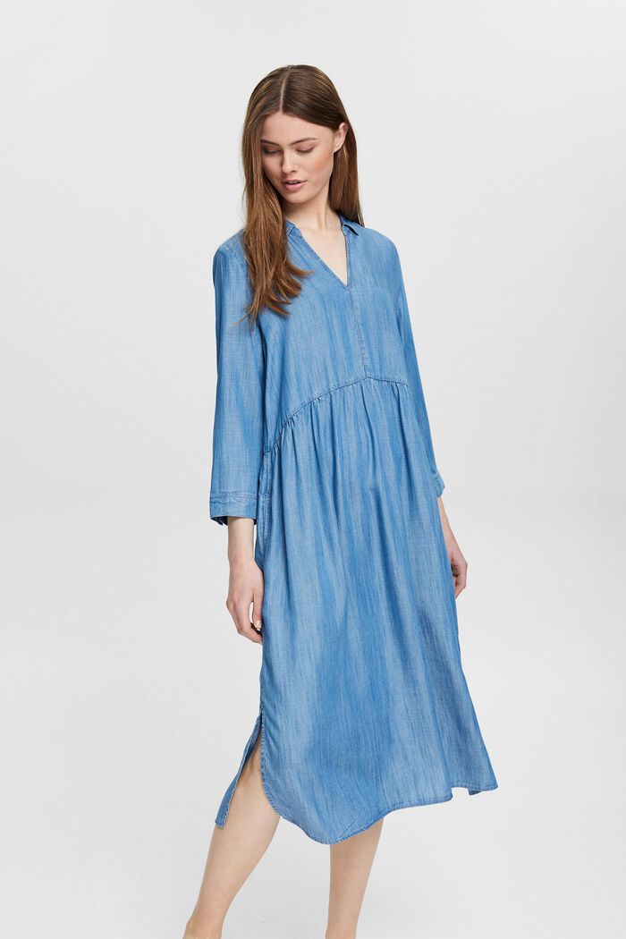 Made of TENCEL™: denim-effect midi dress, BLUE MEDIUM WASHED, overview