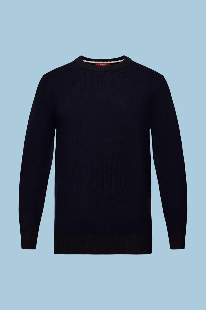 Wool Blend Crewneck Sweater, NAVY, detail image number 6