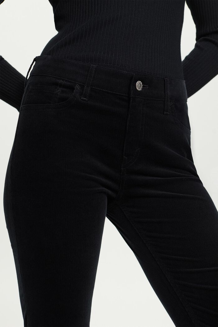 Mid-Rise Slim Corduroy Trousers, BLACK, detail image number 2