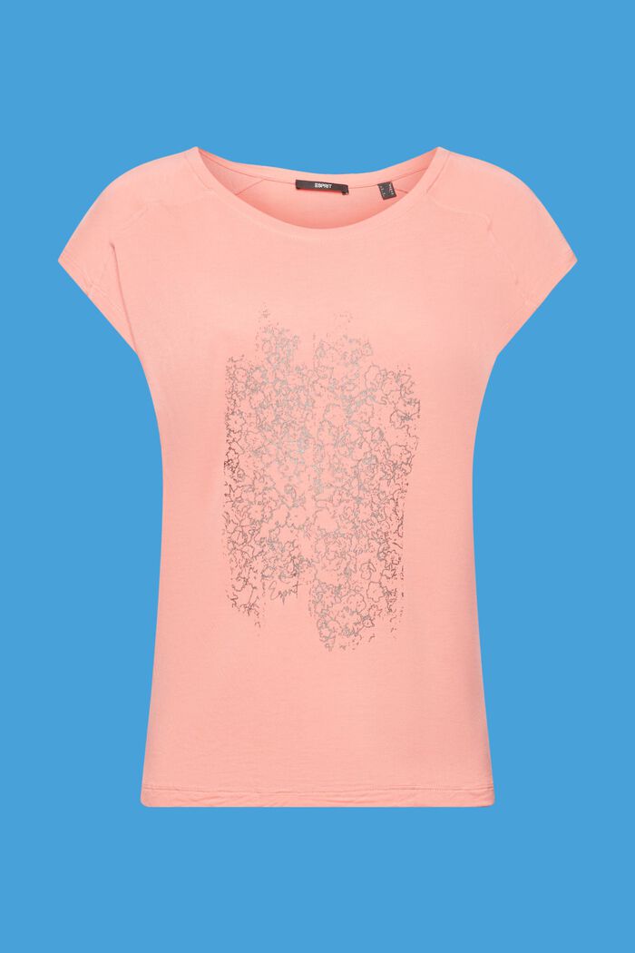 T-shirt with print, LENZING™ ECOVERO™, CORAL, detail image number 7