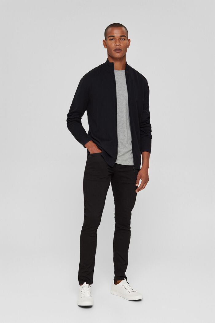 Cashmere blend:  zip cardigan, BLACK, detail image number 1