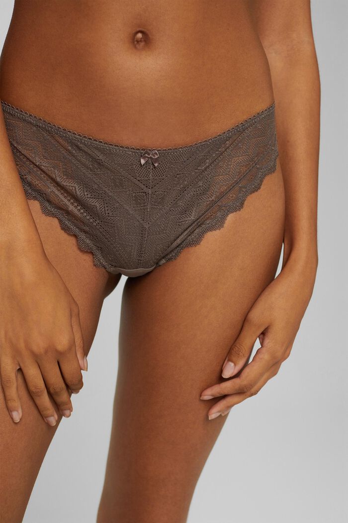 Recycled: lace thong, TAUPE, overview