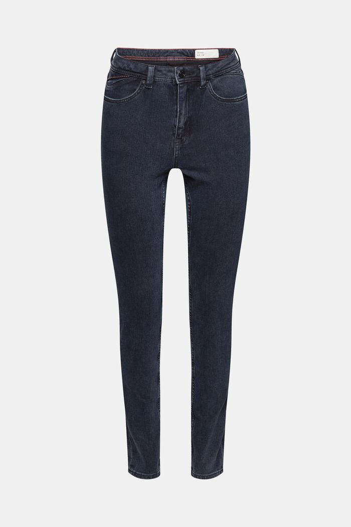 Stretch jeans made of blended organic cotton, BLUE BLACK, overview