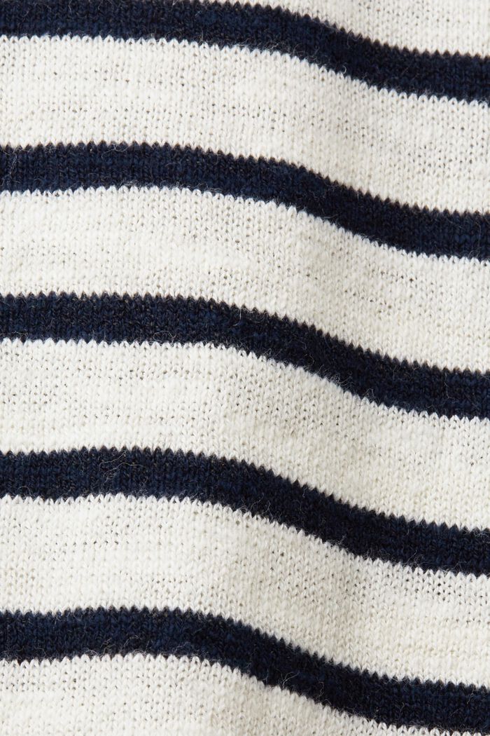 Striped crewneck jumper, cotton-linen blend, ICE, detail image number 4
