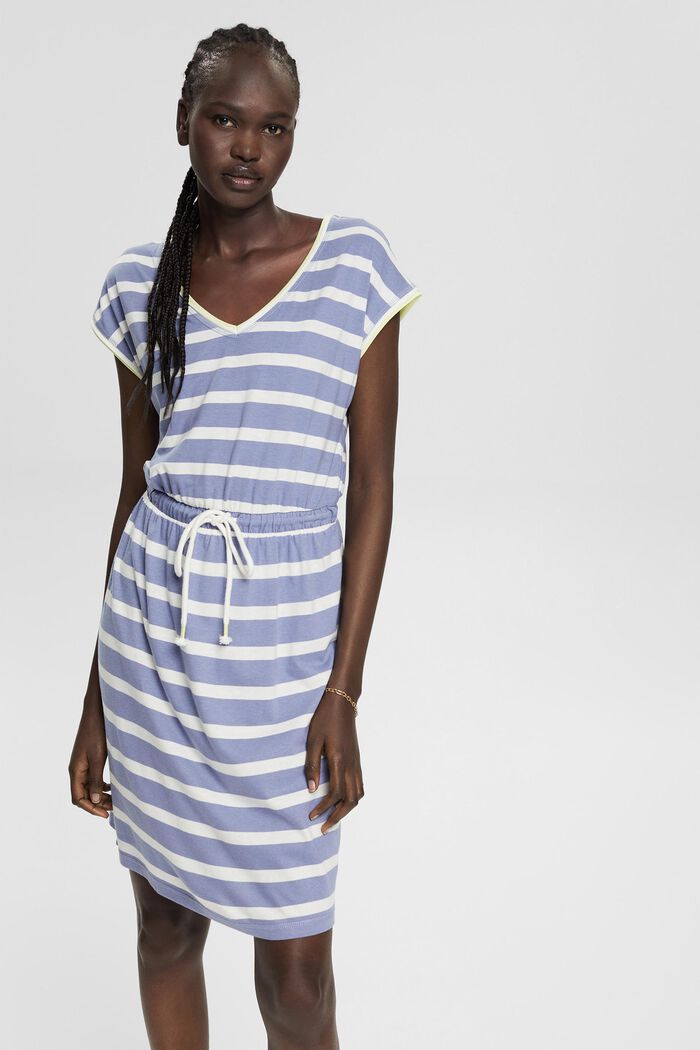 Containing TENCEL™: striped jersey dress, LIGHT BLUE LAVENDER, detail image number 0