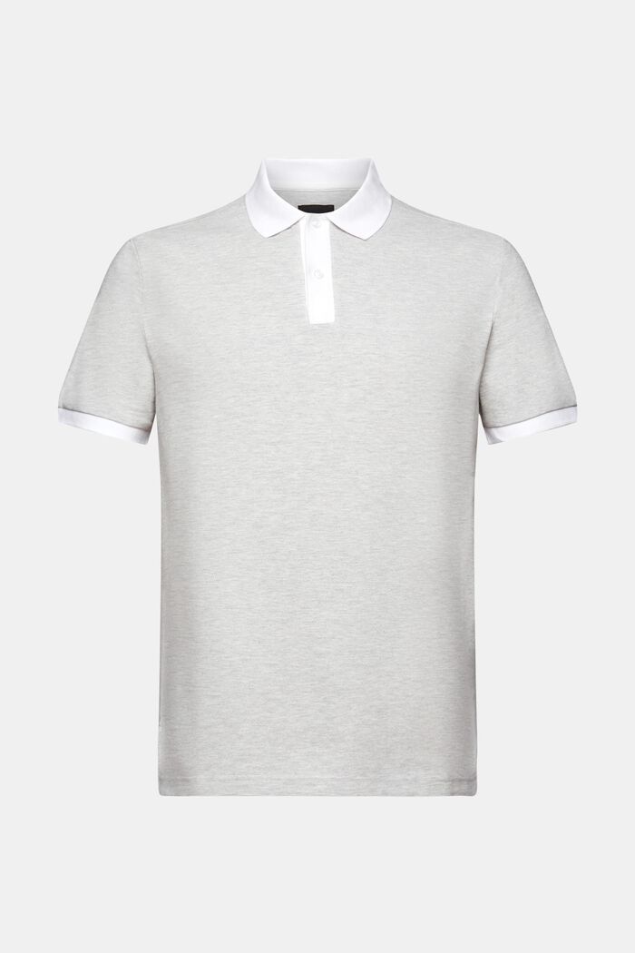 Two-tone piqué polo shirt, LIGHT GREY, detail image number 5